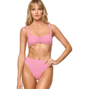 image:imageLSpace Savannah HighWaist Bikini Bottom for Women EcoFriendly Wide Ribbed Whipstitch Detail Classic CoverageFleur
