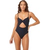 image:imageLSpace Eco Chic Repreve Kyslee One Piece Swimsuit for Women Classic Coverage Ribbed Fabric Twist Front Adjustable StrapsBlack