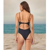 image:imageLSpace Eco Chic Repreve Kyslee One Piece Swimsuit for Women Classic Coverage Ribbed Fabric Twist Front Adjustable StrapsBlack