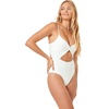 image:imageLSpace Eco Chic Repreve Kyslee One Piece Swimsuit for Women Classic Coverage Ribbed Fabric Twist Front Adjustable StrapsCream
