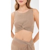 image:imageLSpace Heart of Gold Tank for Women Round Neck Sleevless Vargiated Twist Front Top with a Crop SilhouetteMetallic Gold