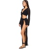 image:imageLSpace Los Cabos Top Crochet Long Sleeve Tie Front Top OpenKnit Beach CoverUp with Bell Sleeves 100 CottonBlack