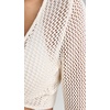 image:imageLSpace Los Cabos Top Crochet Long Sleeve Tie Front Top OpenKnit Beach CoverUp with Bell Sleeves 100 CottonCream