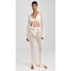 image:imageLSpace Los Cabos Top Crochet Long Sleeve Tie Front Top OpenKnit Beach CoverUp with Bell Sleeves 100 CottonCream