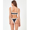 image:imageLSpace Mackenzie Bikini Bottom for Women HighLeg Colorblock Swimsuit MidRise Ribbed Bathing Suit Black amp Cream M