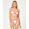 image:imageLSpace Mackenzie Bikini Bottom for Women HighLeg Colorblock Swimsuit MidRise Ribbed Bathing Suit Bubblegum Pink amp Cream XS