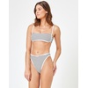 image:imageLSpace Nora Bikini Bottom for Women High Waisted Bottom Bitsy Coverage Cuts High on the Leg Contrast Binding Sail Along Stripe XL