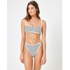 image:imageLSpace Nora Bikini Bottom for Women High Waisted Bottom Bitsy Coverage Cuts High on the Leg Contrast Binding Sail Along Stripe XS