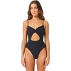 image:imageLSpace Eco Chic Repreve Kyslee One Piece Swimsuit for Women Classic Coverage Ribbed Fabric Twist Front Adjustable StrapsBlack