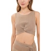 image:imageLSpace Heart of Gold Tank for Women Round Neck Sleevless Vargiated Twist Front Top with a Crop SilhouetteMetallic Gold