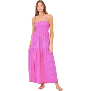 image:imageLSpace Mallorca Dress for Women Cotton Maxi Dress Adjustable Spaghetti Straps Smocked Bodice Tiered Skirt SundressRaspberry