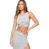 image:imageLSpace Heart of Gold Skirt for Women Vargiated Rib Knit Maxi Skirt Featuring a High Leg Slit and Twist at The WaistMetallic Silver