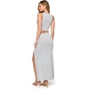 image:imageLSpace Heart of Gold Skirt for Women Vargiated Rib Knit Maxi Skirt Featuring a High Leg Slit and Twist at The WaistMetallic Silver