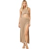 image:imageLSpace Heart of Gold Skirt for Women Vargiated Rib Knit Maxi Skirt Featuring a High Leg Slit and Twist at The WaistMetallic Gold