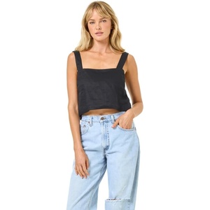 image:imageLSpace Long Island Top for Women Versatile Sleeveless Cropped Tank Top Features Thick Tank Straps Open Back amp ButtonsBlack